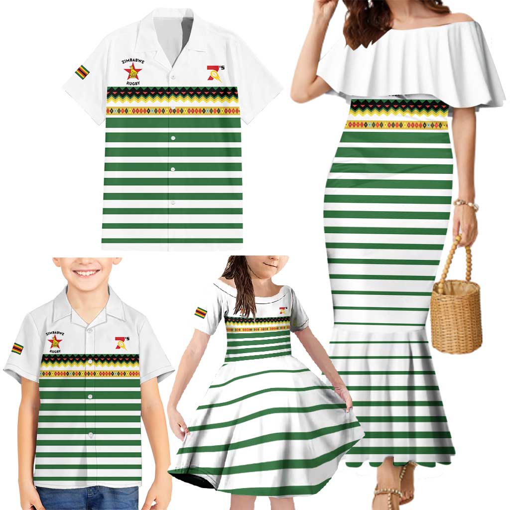 Zimbabwe Rugby Sevens Custom Family Matching Mermaid Dress and Hawaiian Shirt Go Cheetahs Go - Wonder Print Shop