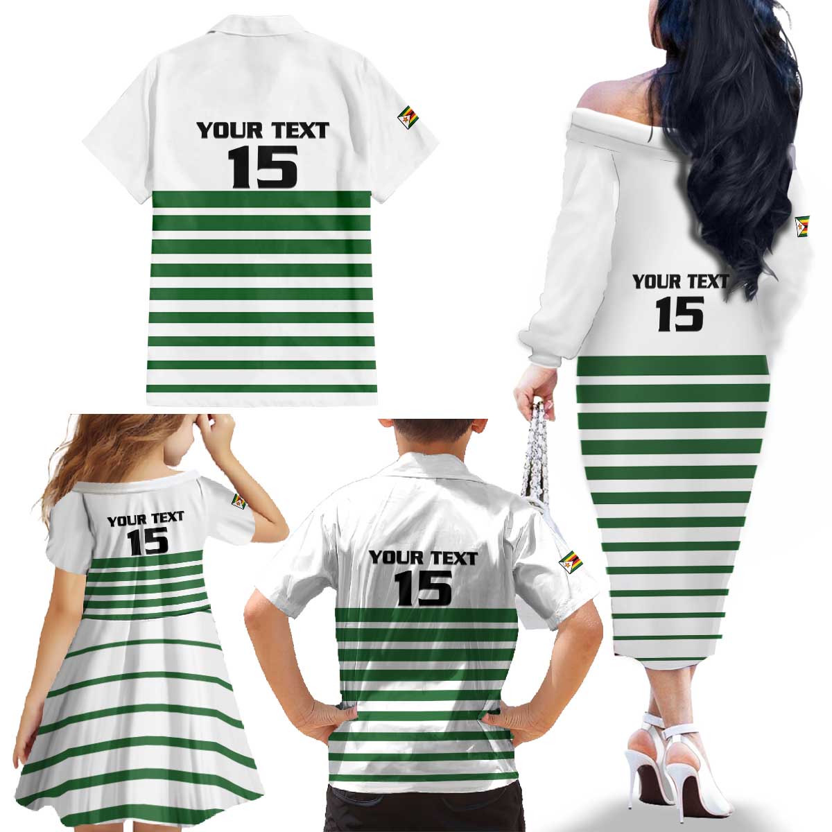 Zimbabwe Rugby Sevens Custom Family Matching Off The Shoulder Long Sleeve Dress and Hawaiian Shirt Go Cheetahs Go - Wonder Print Shop