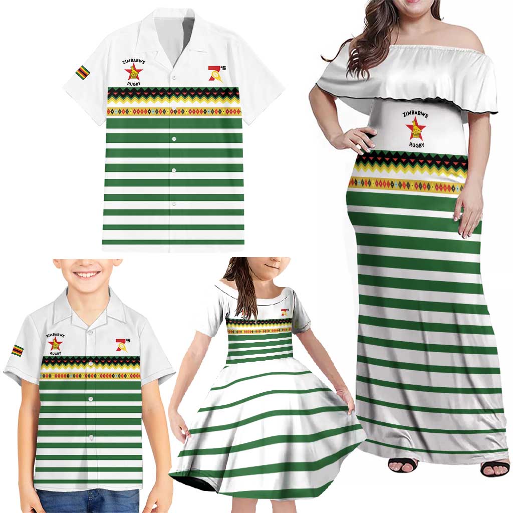 Zimbabwe Rugby Sevens Custom Family Matching Off Shoulder Maxi Dress and Hawaiian Shirt Go Cheetahs Go - Wonder Print Shop
