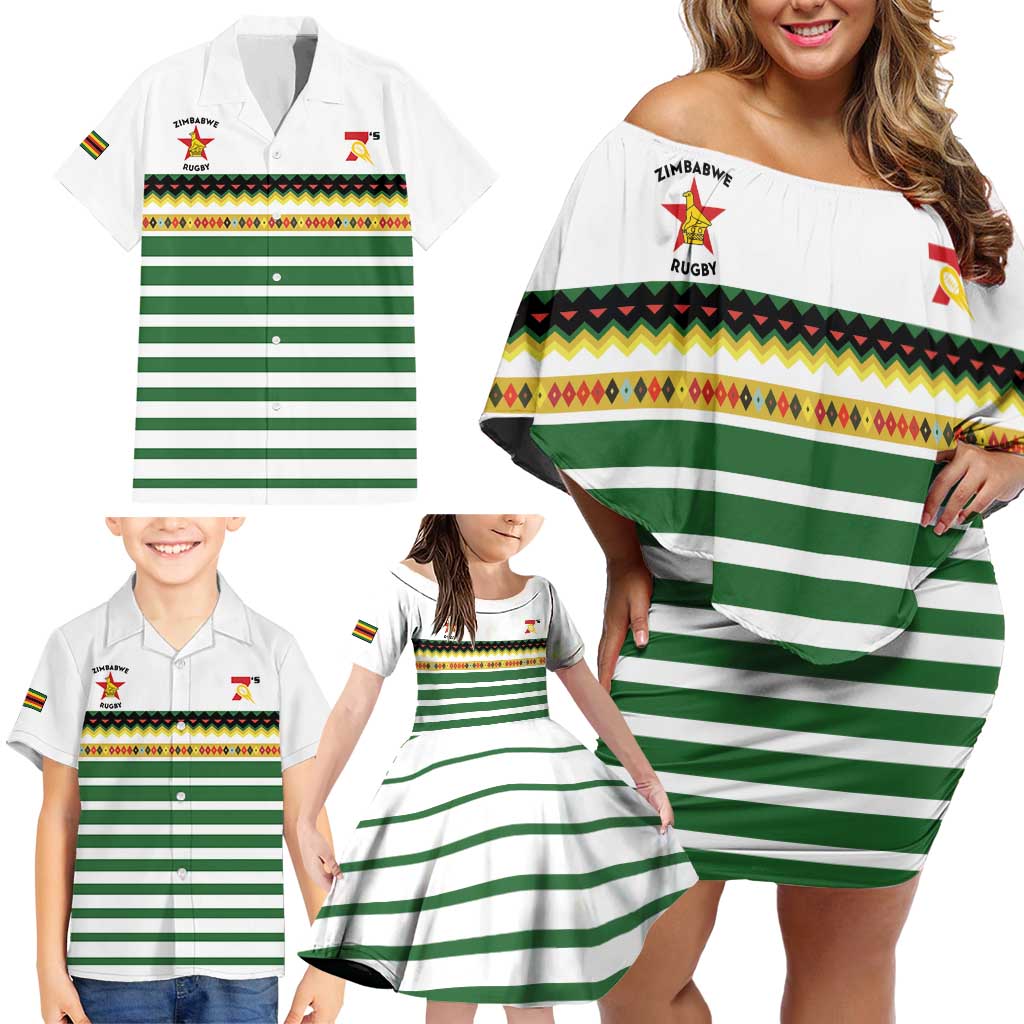 Zimbabwe Rugby Sevens Custom Family Matching Off Shoulder Short Dress and Hawaiian Shirt Go Cheetahs Go - Wonder Print Shop