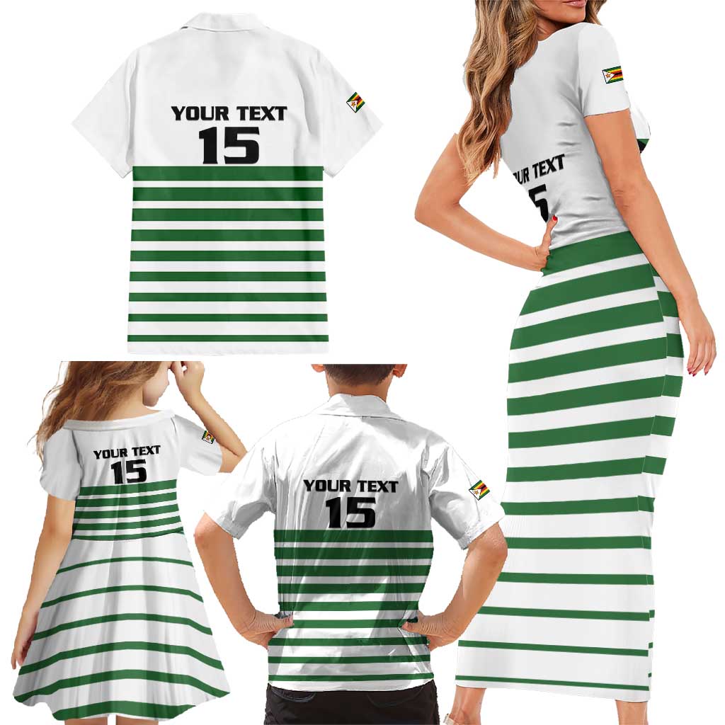 Zimbabwe Rugby Sevens Custom Family Matching Short Sleeve Bodycon Dress and Hawaiian Shirt Go Cheetahs Go - Wonder Print Shop