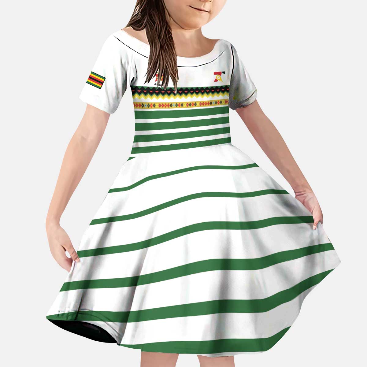 Zimbabwe Rugby Sevens Custom Kid Short Sleeve Dress Go Cheetahs Go - Wonder Print Shop