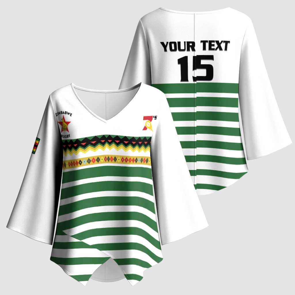 Zimbabwe Rugby Sevens Custom Kimono Sleeve Blouse Go Cheetahs Go - Wonder Print Shop
