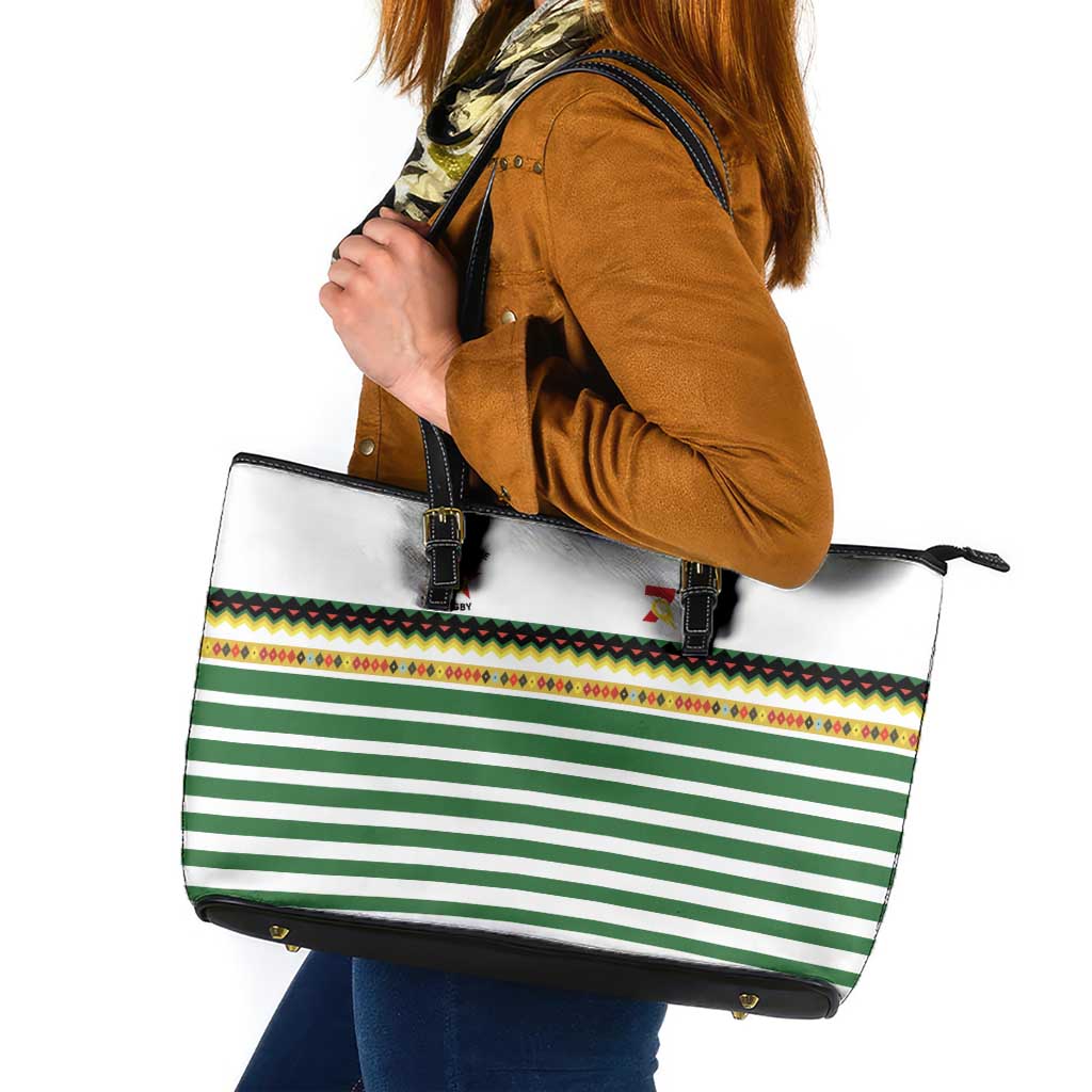 Zimbabwe Rugby Sevens Leather Tote Bag Go Cheetahs Go - Wonder Print Shop