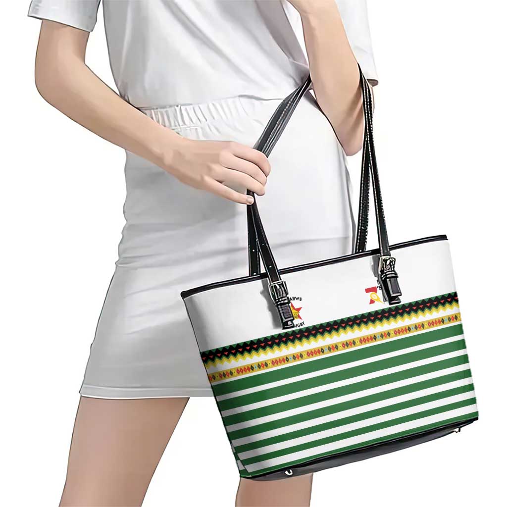 Zimbabwe Rugby Sevens Leather Tote Bag Go Cheetahs Go - Wonder Print Shop