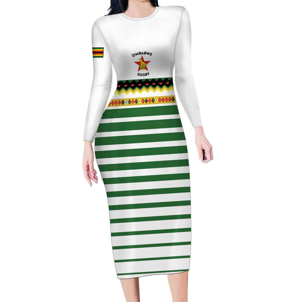 Zimbabwe Rugby Sevens Custom Long Sleeve Bodycon Dress Go Cheetahs Go - Wonder Print Shop