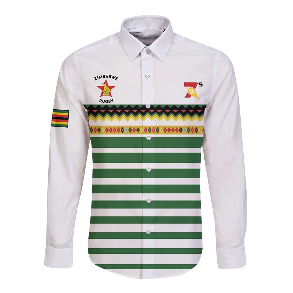 Zimbabwe Rugby Sevens Custom Long Sleeve Button Shirt Go Cheetahs Go - Wonder Print Shop