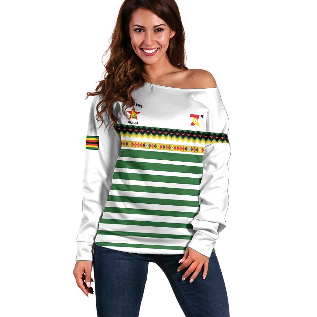 Zimbabwe Rugby Sevens Custom Off Shoulder Sweater Go Cheetahs Go - Wonder Print Shop