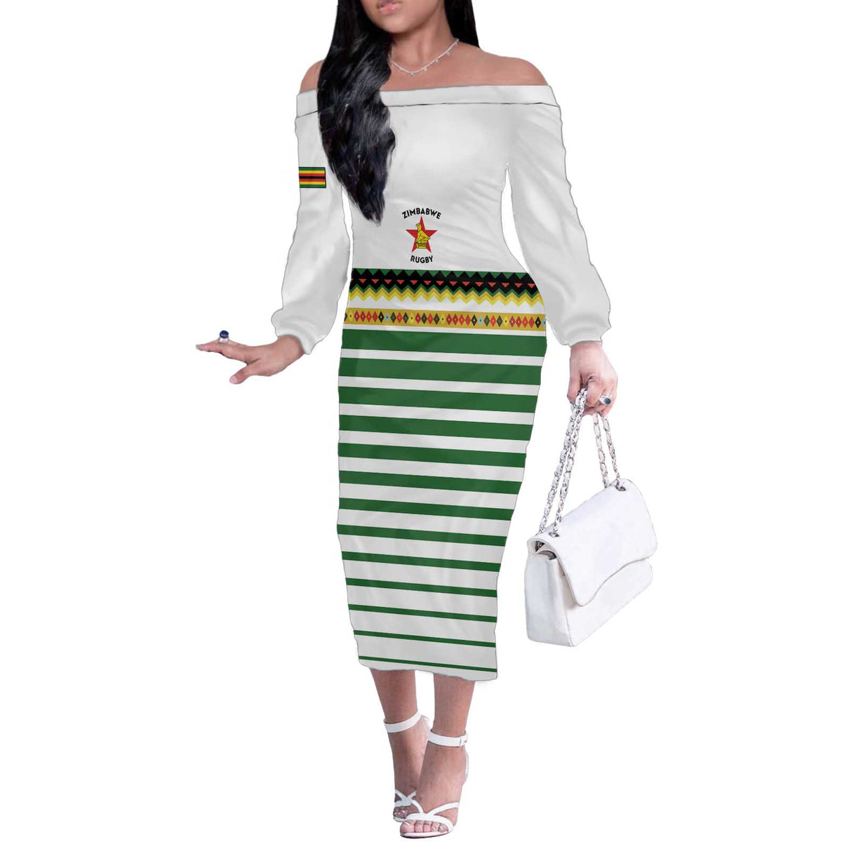 Zimbabwe Rugby Sevens Custom Off The Shoulder Long Sleeve Dress Go Cheetahs Go - Wonder Print Shop