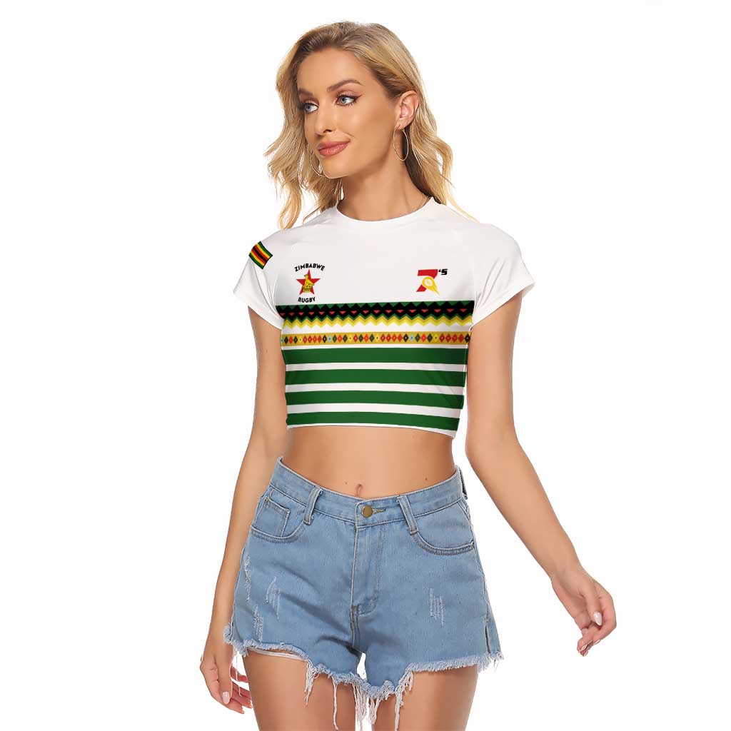 Zimbabwe Rugby Sevens Custom Raglan Cropped T Shirt Go Cheetahs Go - Wonder Print Shop