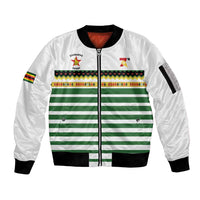 Zimbabwe Rugby Sevens Custom Sleeve Zip Bomber Jacket Go Cheetahs Go - Wonder Print Shop