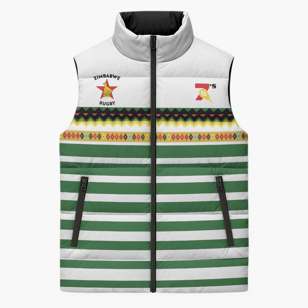 Zimbabwe Rugby Sevens Custom Sleeveless Puffer Jacket Go Cheetahs Go - Wonder Print Shop