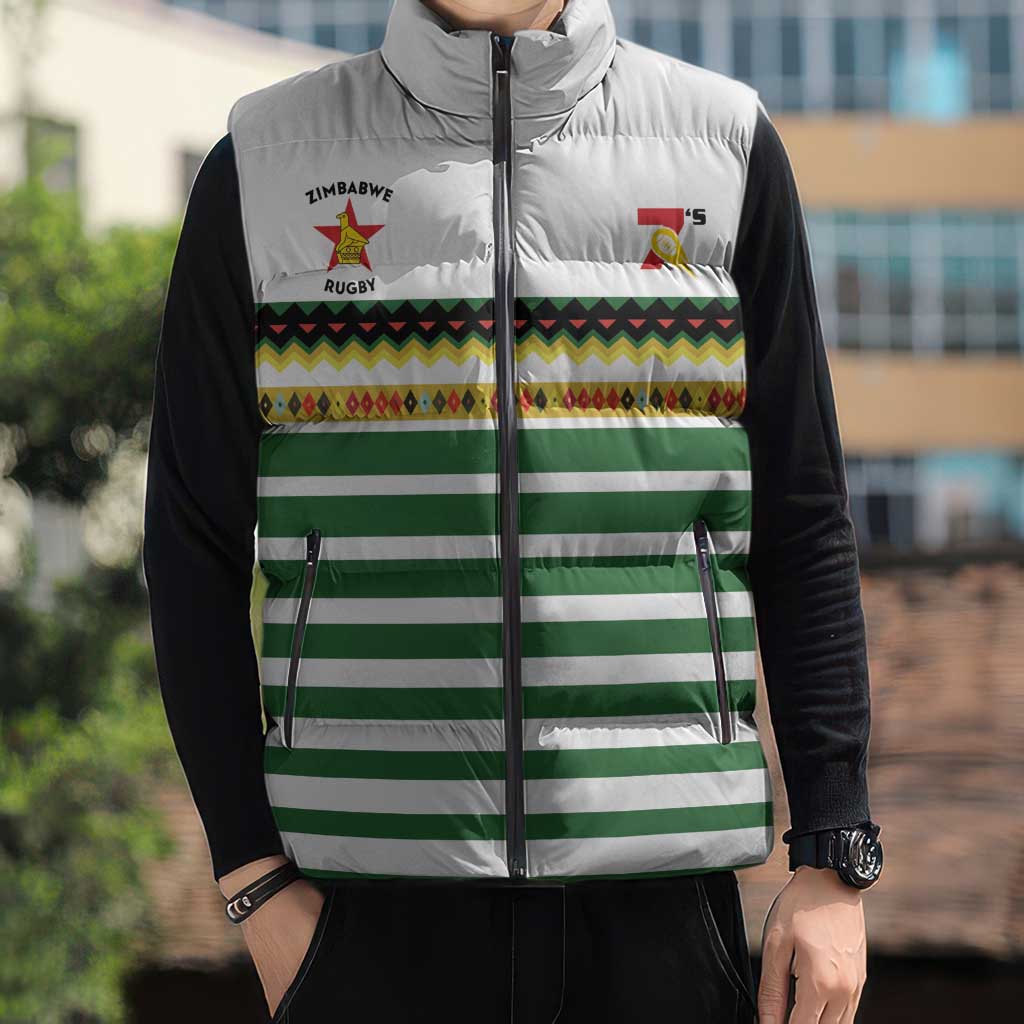 Zimbabwe Rugby Sevens Custom Sleeveless Puffer Jacket Go Cheetahs Go - Wonder Print Shop