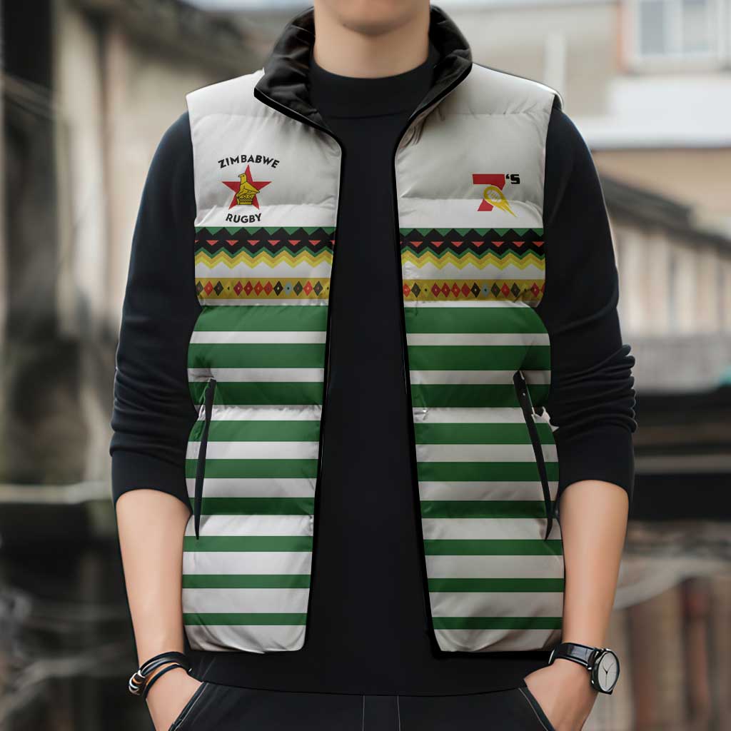 Zimbabwe Rugby Sevens Custom Sleeveless Puffer Jacket Go Cheetahs Go - Wonder Print Shop