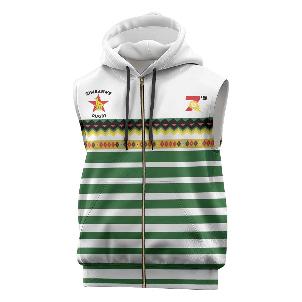 Zimbabwe Rugby Sevens Custom Sleeveless Zip Hoodie Go Cheetahs Go - Wonder Print Shop