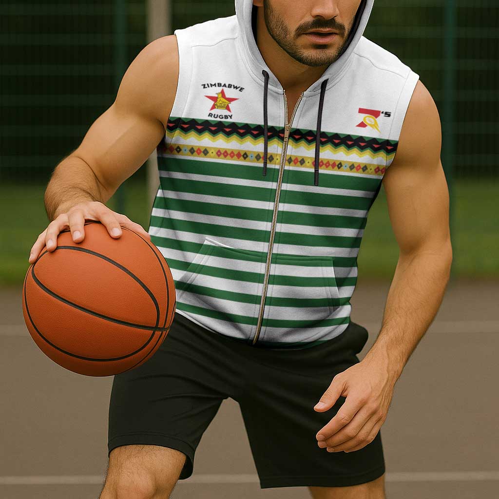 Zimbabwe Rugby Sevens Custom Sleeveless Zip Hoodie Go Cheetahs Go - Wonder Print Shop