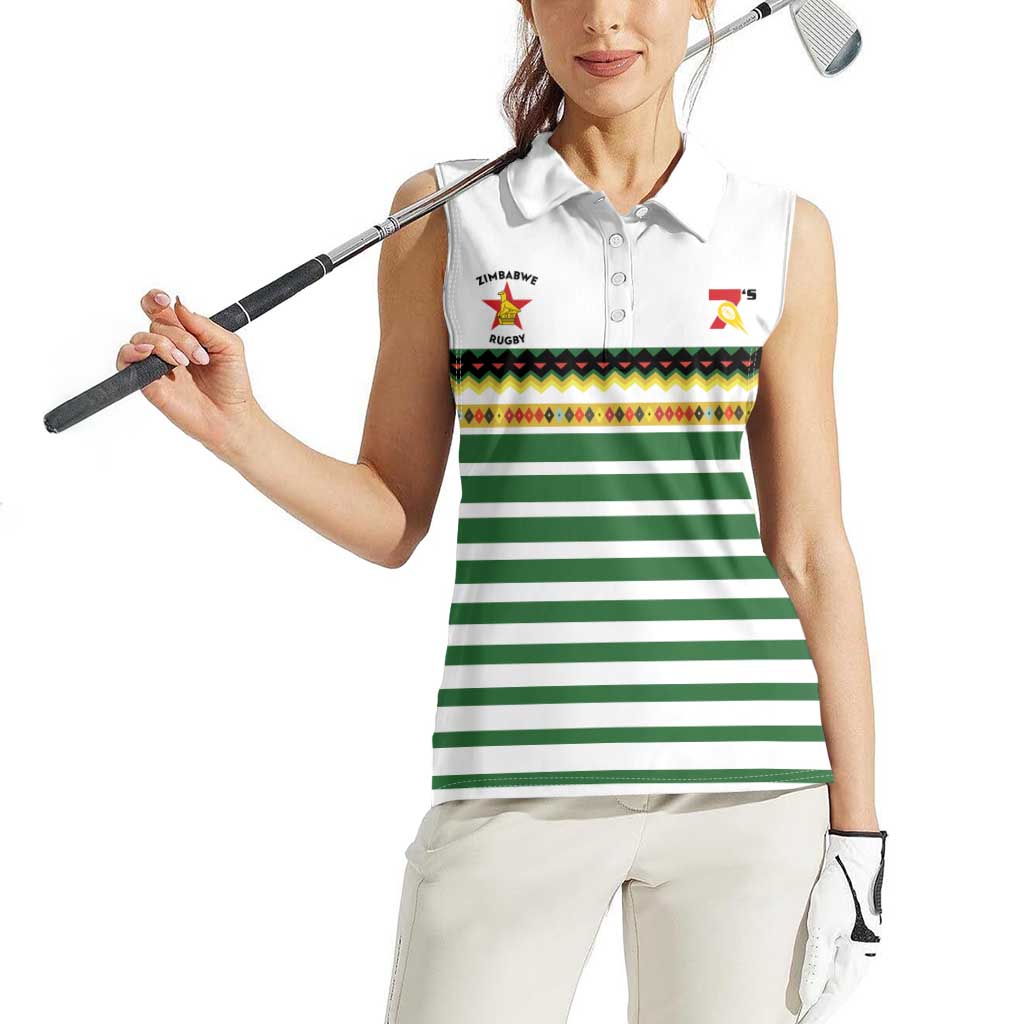 Zimbabwe Rugby Sevens Custom Women Sleeveless Polo Shirt Go Cheetahs Go - Wonder Print Shop