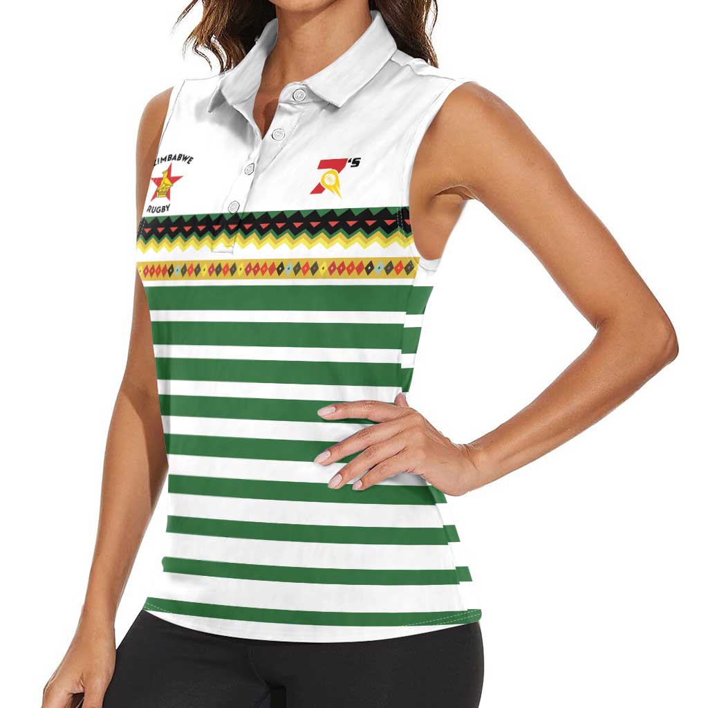 Zimbabwe Rugby Sevens Custom Women Sleeveless Polo Shirt Go Cheetahs Go - Wonder Print Shop