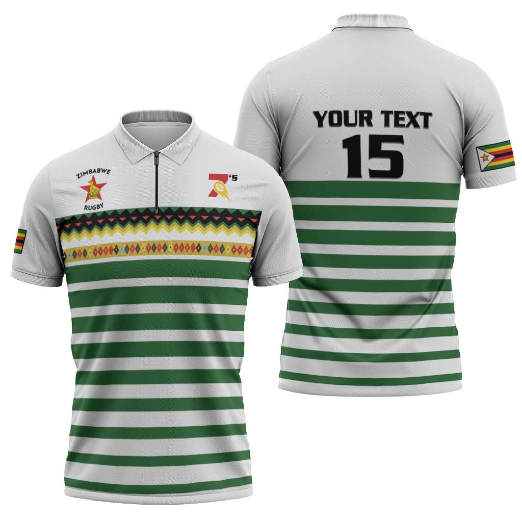 Zimbabwe Rugby Sevens Custom Zipper Polo Shirt Go Cheetahs Go - Wonder Print Shop