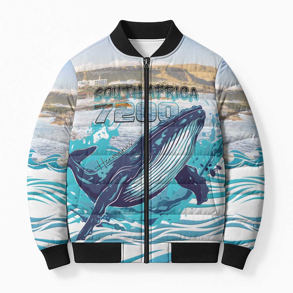 Personalized South Africa Whale Bomber Puffer Jacket Hermanus Fest - Wonder Print Shop