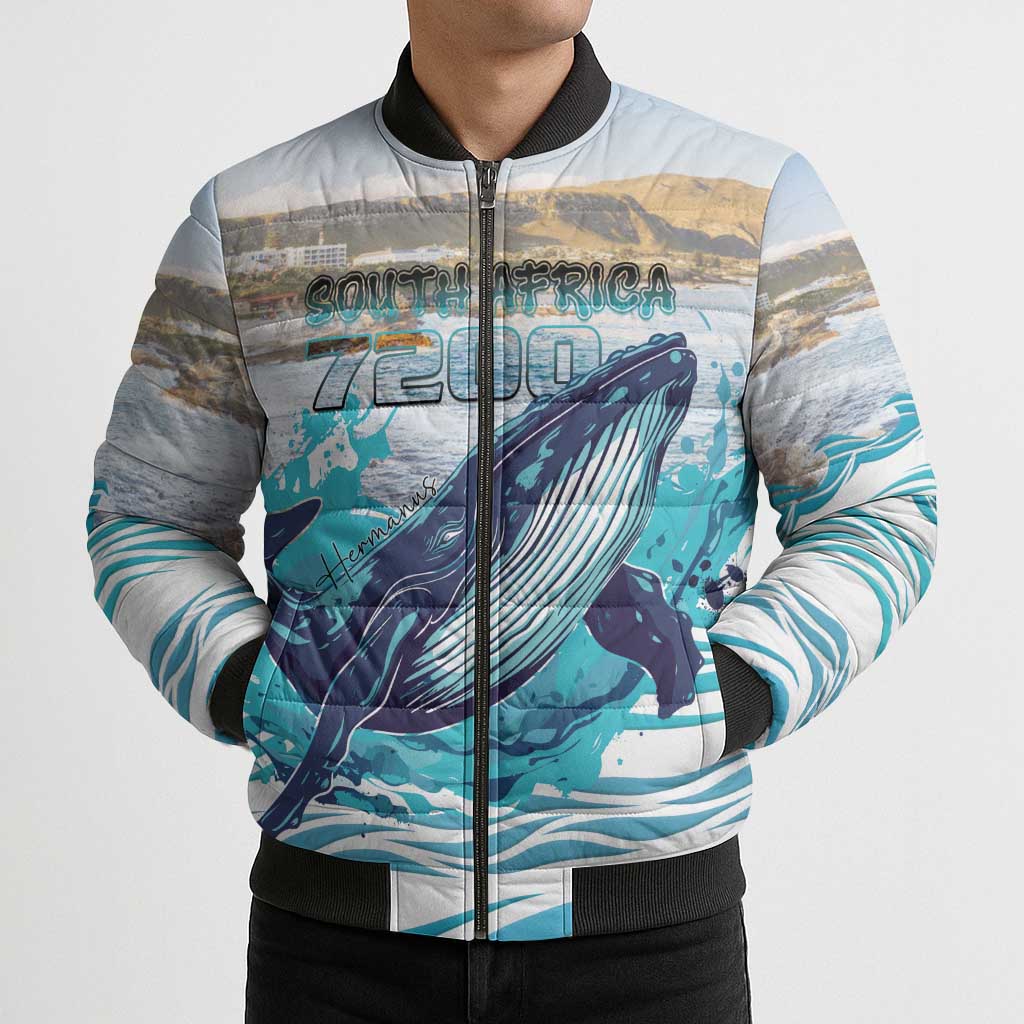 Personalized South Africa Whale Bomber Puffer Jacket Hermanus Fest - Wonder Print Shop
