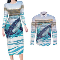 Personalized South Africa Whale Couples Matching Long Sleeve Bodycon Dress and Long Sleeve Button Shirt Hermanus Fest - Wonder Print Shop