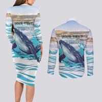 Personalized South Africa Whale Couples Matching Long Sleeve Bodycon Dress and Long Sleeve Button Shirt Hermanus Fest - Wonder Print Shop