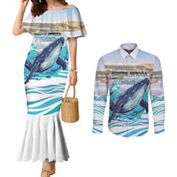 Personalized South Africa Whale Couples Matching Mermaid Dress and Long Sleeve Button Shirt Hermanus Fest - Wonder Print Shop