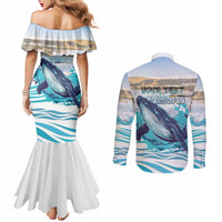 Personalized South Africa Whale Couples Matching Mermaid Dress and Long Sleeve Button Shirt Hermanus Fest - Wonder Print Shop