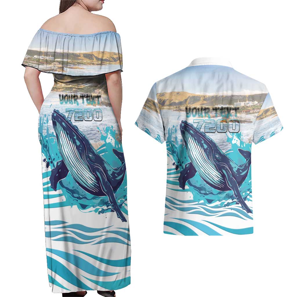 Personalized South Africa Whale Couples Matching Off Shoulder Maxi Dress and Hawaiian Shirt Hermanus Fest - Wonder Print Shop