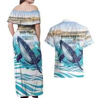 Personalized South Africa Whale Couples Matching Off Shoulder Maxi Dress and Hawaiian Shirt Hermanus Fest - Wonder Print Shop