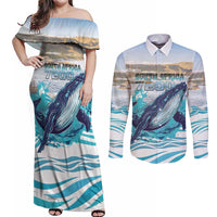 Personalized South Africa Whale Couples Matching Off Shoulder Maxi Dress and Long Sleeve Button Shirt Hermanus Fest - Wonder Print Shop