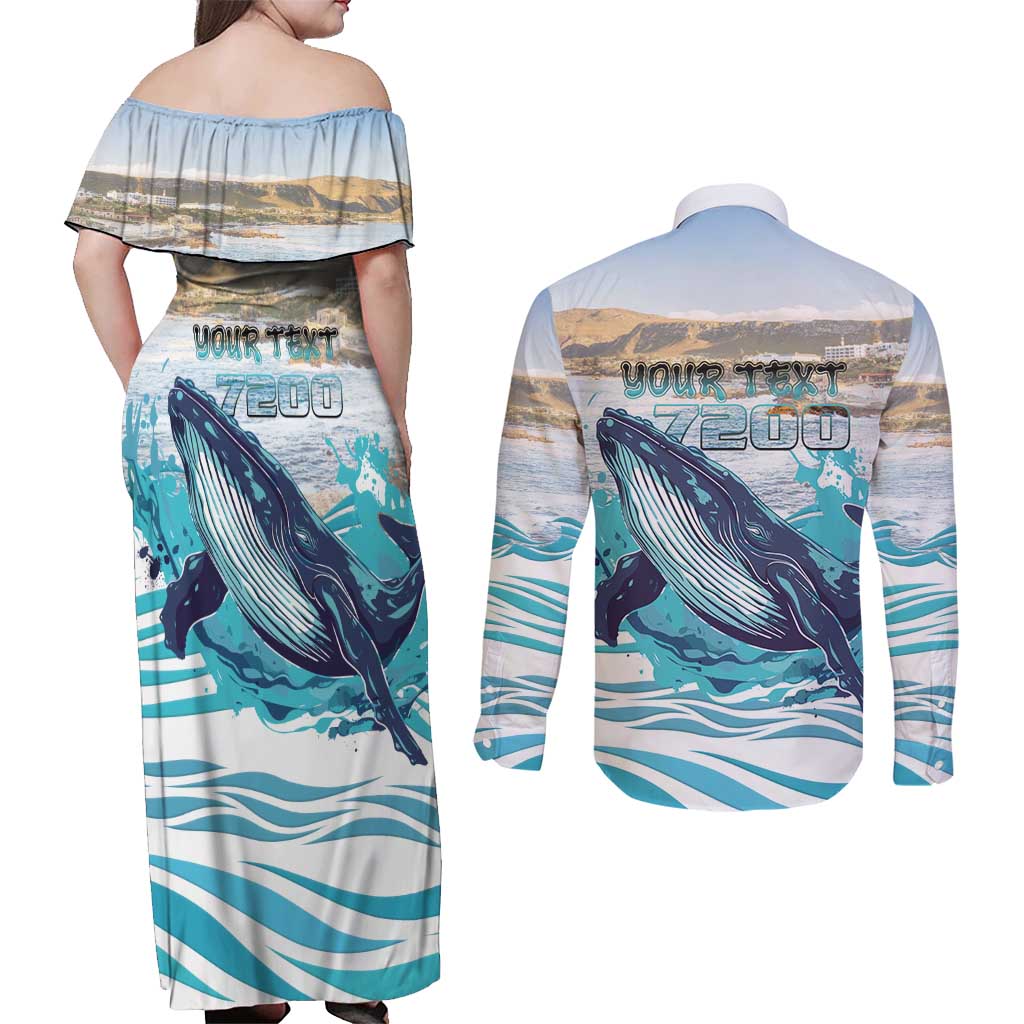 Personalized South Africa Whale Couples Matching Off Shoulder Maxi Dress and Long Sleeve Button Shirt Hermanus Fest - Wonder Print Shop