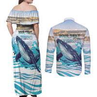 Personalized South Africa Whale Couples Matching Off Shoulder Maxi Dress and Long Sleeve Button Shirt Hermanus Fest - Wonder Print Shop