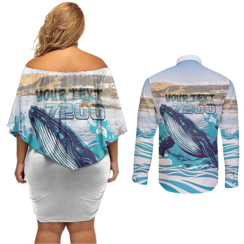 Personalized South Africa Whale Couples Matching Off Shoulder Short Dress and Long Sleeve Button Shirt Hermanus Fest - Wonder Print Shop