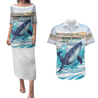 Personalized South Africa Whale Couples Matching Puletasi and Hawaiian Shirt Hermanus Fest - Wonder Print Shop