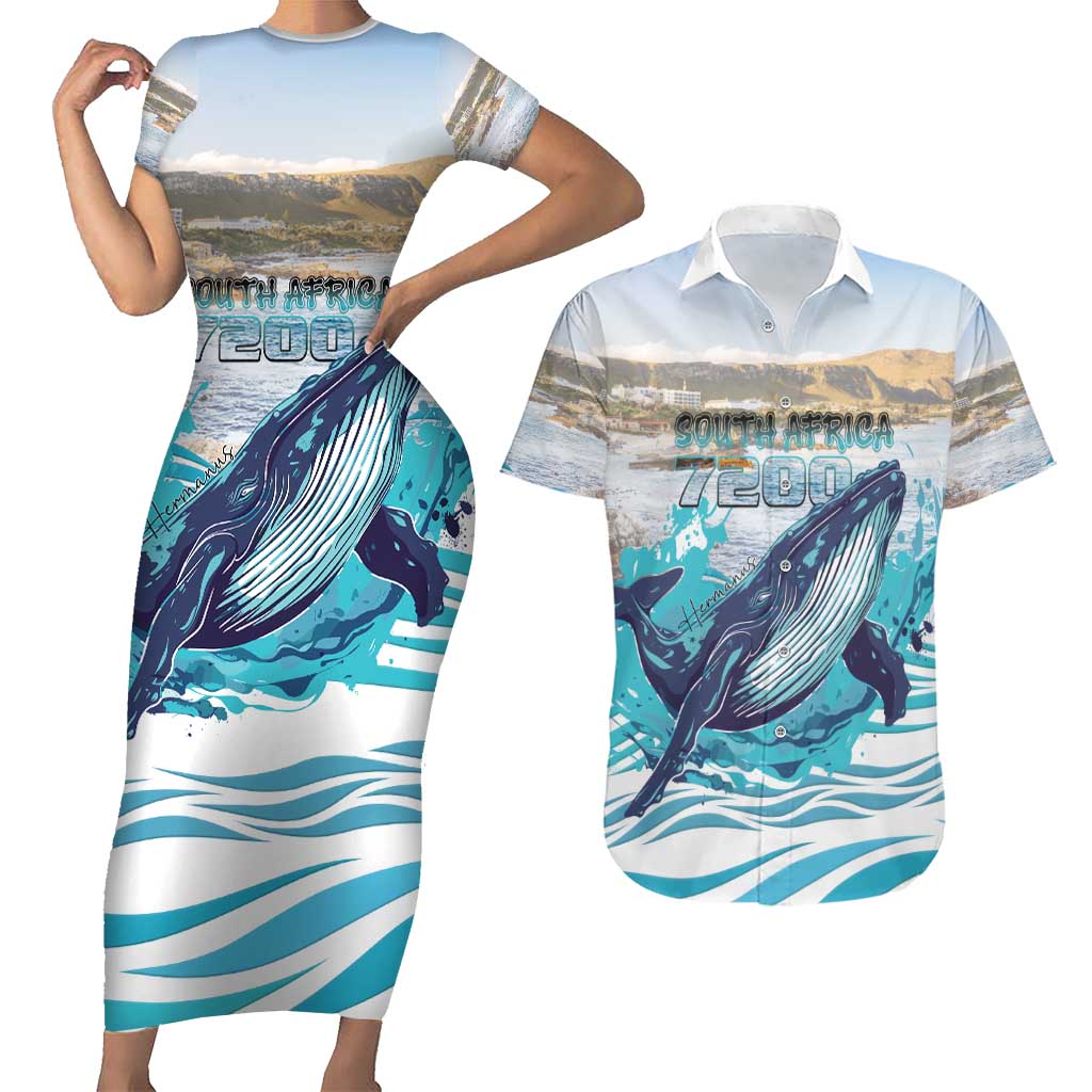 Personalized South Africa Whale Couples Matching Short Sleeve Bodycon Dress and Hawaiian Shirt Hermanus Fest - Wonder Print Shop
