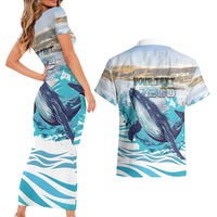 Personalized South Africa Whale Couples Matching Short Sleeve Bodycon Dress and Hawaiian Shirt Hermanus Fest - Wonder Print Shop