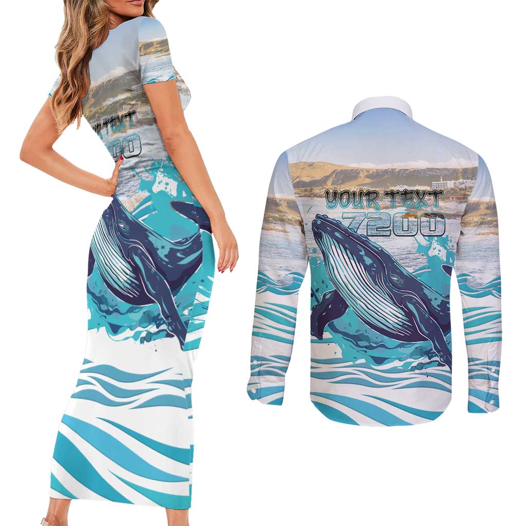 Personalized South Africa Whale Couples Matching Short Sleeve Bodycon Dress and Long Sleeve Button Shirt Hermanus Fest - Wonder Print Shop