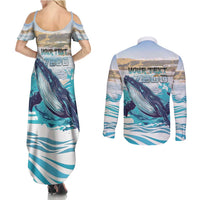 Personalized South Africa Whale Couples Matching Summer Maxi Dress and Long Sleeve Button Shirt Hermanus Fest - Wonder Print Shop