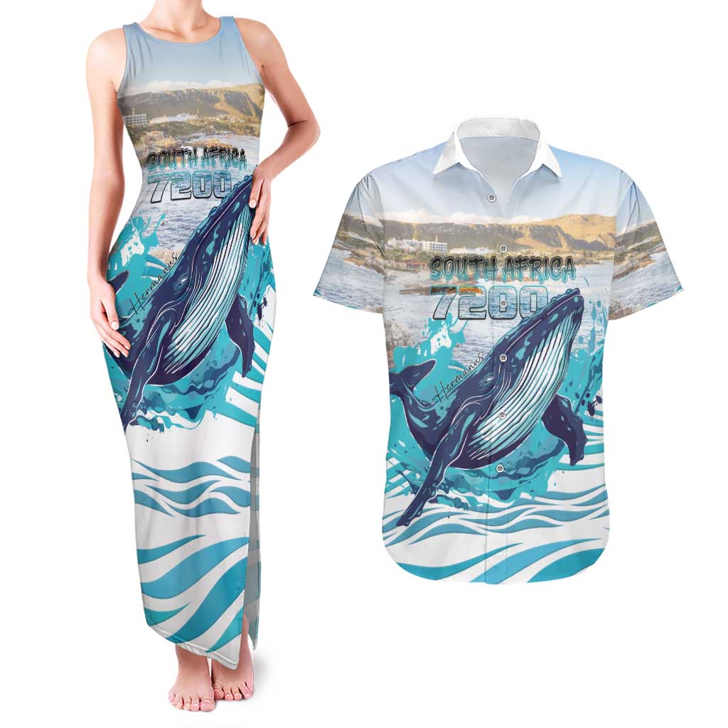 Personalized South Africa Whale Couples Matching Tank Maxi Dress and Hawaiian Shirt Hermanus Fest - Wonder Print Shop