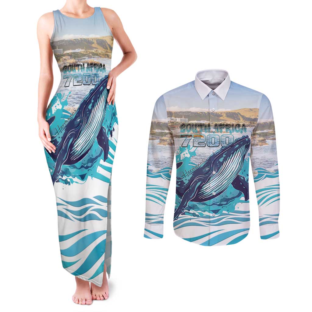 Personalized South Africa Whale Couples Matching Tank Maxi Dress and Long Sleeve Button Shirt Hermanus Fest - Wonder Print Shop
