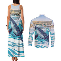 Personalized South Africa Whale Couples Matching Tank Maxi Dress and Long Sleeve Button Shirt Hermanus Fest - Wonder Print Shop