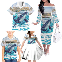 Personalized South Africa Whale Family Matching Off The Shoulder Long Sleeve Dress and Hawaiian Shirt Hermanus Fest - Wonder Print Shop