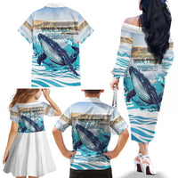 Personalized South Africa Whale Family Matching Off The Shoulder Long Sleeve Dress and Hawaiian Shirt Hermanus Fest - Wonder Print Shop