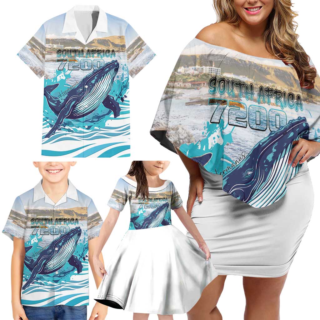Personalized South Africa Whale Family Matching Off Shoulder Short Dress and Hawaiian Shirt Hermanus Fest - Wonder Print Shop