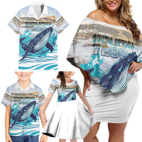 Personalized South Africa Whale Family Matching Off Shoulder Short Dress and Hawaiian Shirt Hermanus Fest - Wonder Print Shop