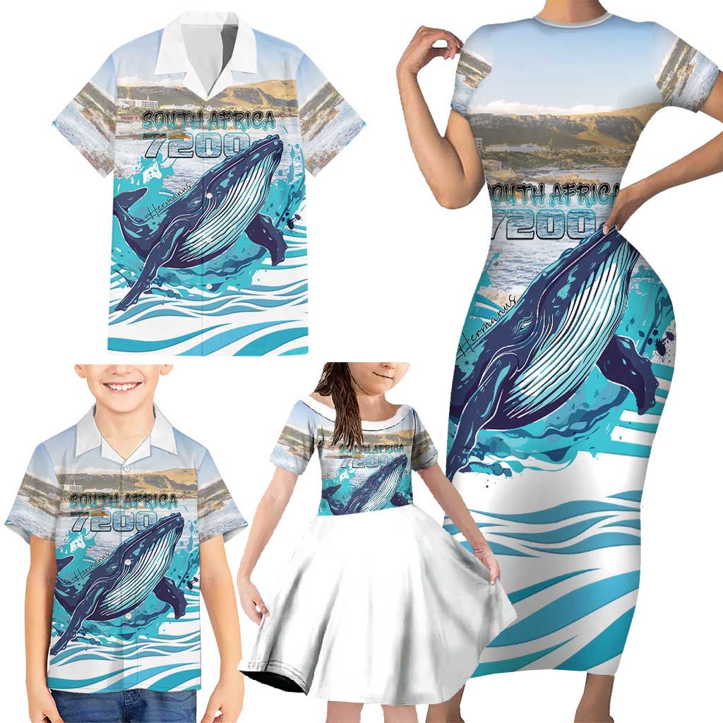 Personalized South Africa Whale Family Matching Short Sleeve Bodycon Dress and Hawaiian Shirt Hermanus Fest - Wonder Print Shop