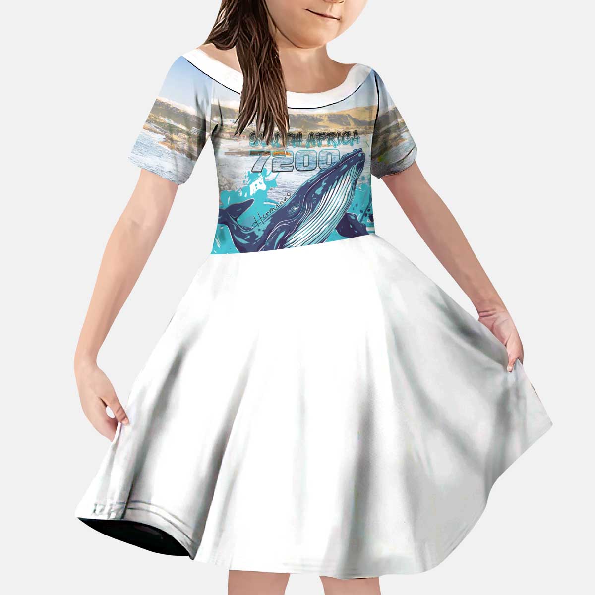 Personalized South Africa Whale Kid Short Sleeve Dress Hermanus Fest - Wonder Print Shop