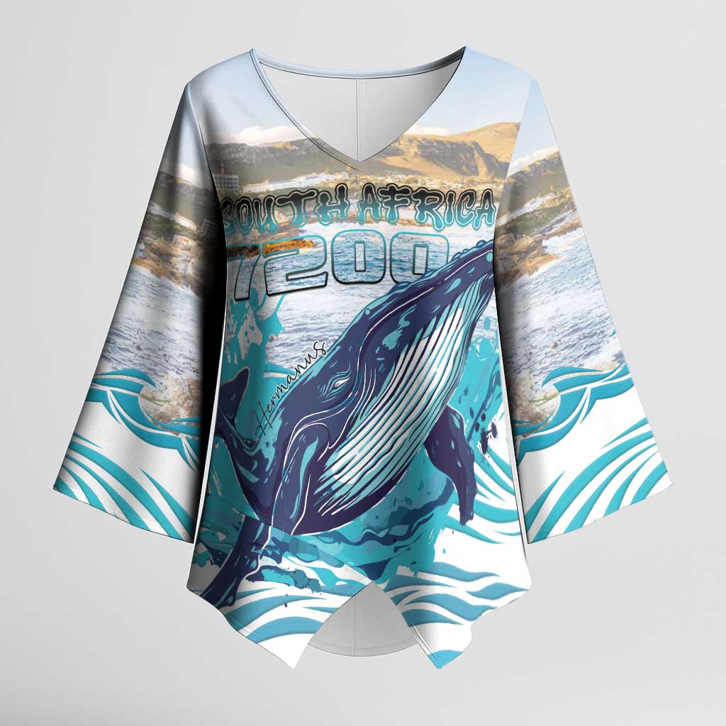 Personalized South Africa Whale Kimono Sleeve Blouse Hermanus Fest - Wonder Print Shop